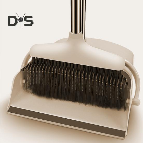 2Pcs/Set Long Handle Broom Dustpan Set Self-Cleaning Indoor Broom Floor Cleaning Soft Bristle Broom Dustpan Set