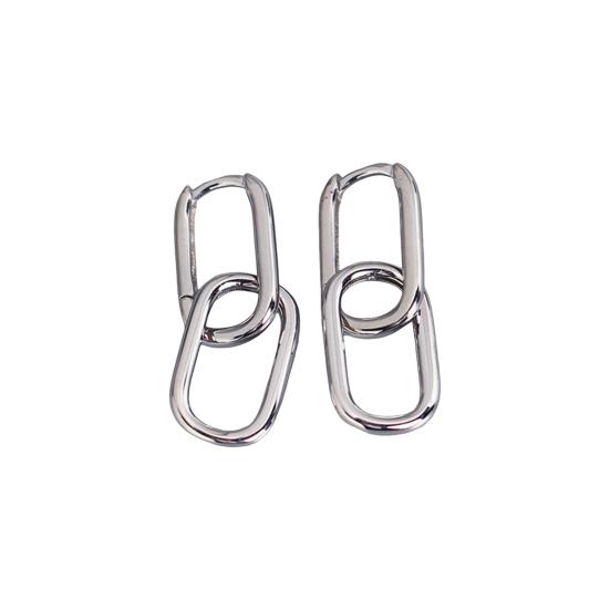 1 Pair Women Earrings Paper Clip Shape Hollow Out Polished Alloy Geometric Bland Style Club Party Commuting Hanging Earrings Ear Jewelry