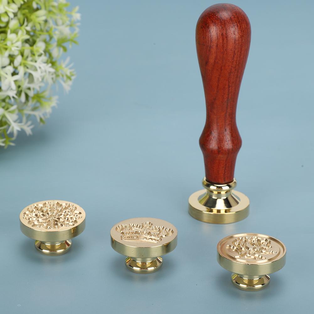 Wax Seal Stamp Set DIY Retro Decorate Snow Flower Crown Pattern Handicrafts Tools