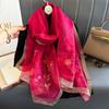 Luxury Silk Shawl Scarf For Women Design Embroidery Flowers Hijab Wraps Bufandas Female Headkerchief Fouloud Echarpe