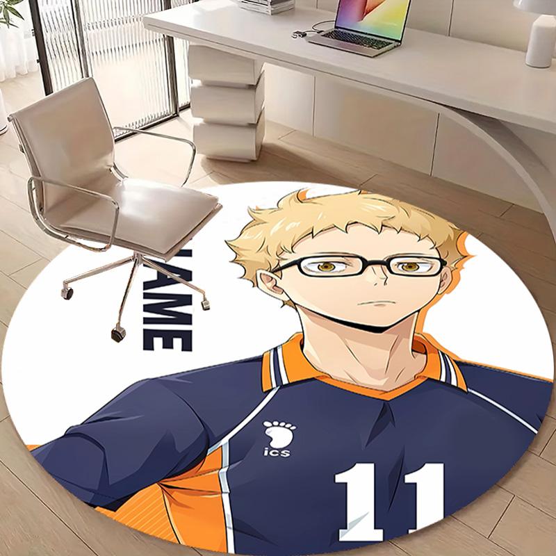 Personalized Haikyuu Round Chair Office Rug - Perfect for Mat, Office Chair & More - Ideal Gift for Birthdays and Holidays