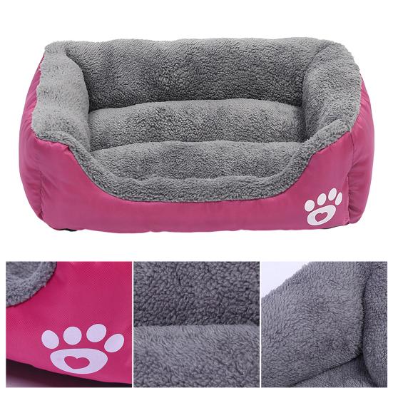 Rechteckiges Flauschiges Hundebett Waschbares Plüsch-Haustierbett mit Stützkissen Nackenstütze Bequemes Warmes Welpenbett für Hauskatzen Kleine Mittelgroße Hunde