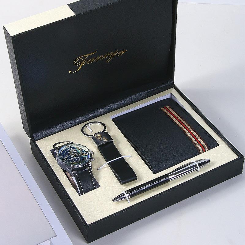 Valentine's Day Business Gift Set Men's Watch Sunglasses Belt Wallet Christmas Gift Set Quartz Watch Set for Men