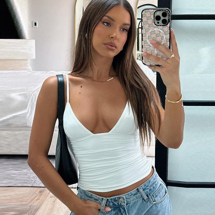 Solid Halter Strapless Bandage Sexy Slim Crop