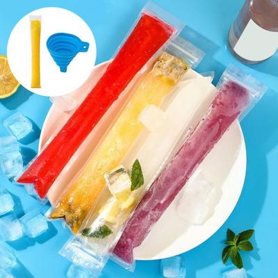 100 Pcs Disposable Popsicle Bag with Funnel Transparent Freezer Tubes for Healthy Snacks Yogurt Sticks Juice Smoothies Easy Homemade Popsicle Kit