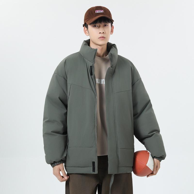 Stand-up Collar Cotton Clothes Men's Winter Loose Warm Bread Clothes Green Trend Casual Cotton-padded Jacket