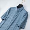 Men's Plus Size Mulberry Silk Blend Striped Short Sleeve Shirt