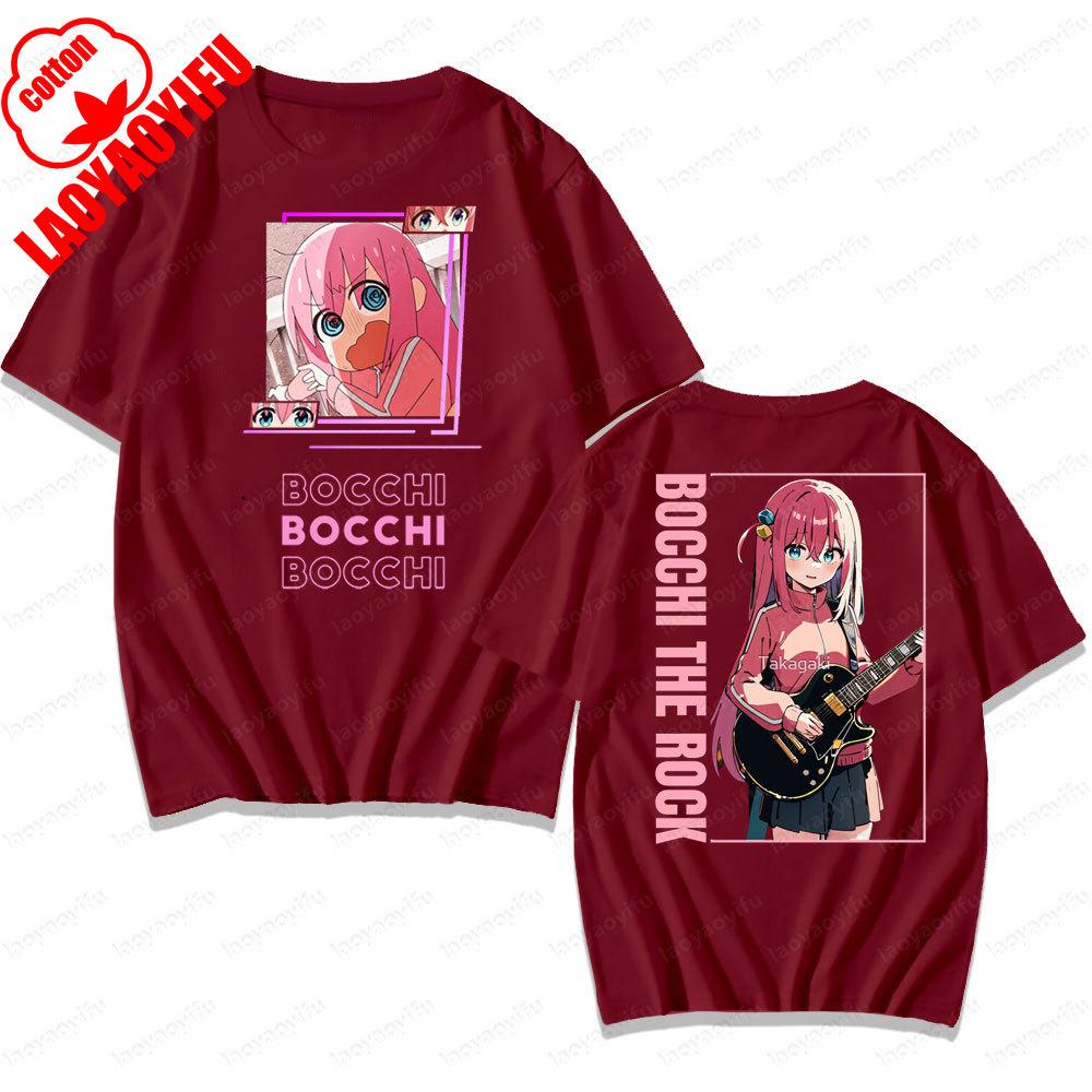 BOCCHI THE ROCK Cute Cartoon Girl Daily Life T Shirt Men Women Universal Crewneck Cotton Short Sleeve Rock and Roll Lover Tee