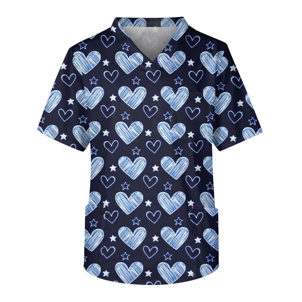 Men's Casual Short,Sleeved V,Neck Printed Front Pocket Top