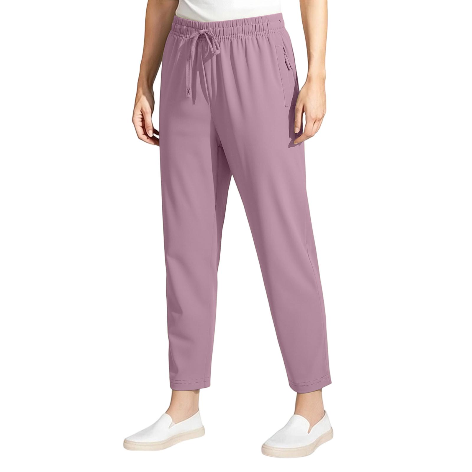 

Womens Summer Lightweight Ice Silk Sun Pants Breathable Quick Dry Loose Fit Straight Leg Athletic Trousers with Elastic Waist Drawstring Pocket Design XL