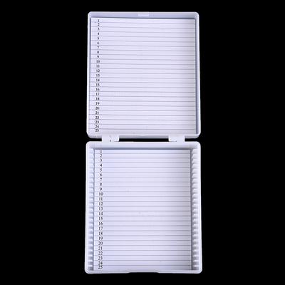 Plastic Microscope Glass Slide Box 25Pcs Biological Slices Storage Case Holder