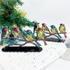 Colorful Birds Statue Art Craft Acrylic Tree Branch Birds Sculptures Collectibles Holiday Gift for Office Cabinets Booksh