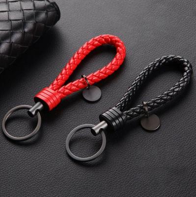 1pcs Universal Car Keychain Leather Strap Key Ring Braided Rope Keychain DIY Bag Pendant KeyRing Auto Interior Accessories