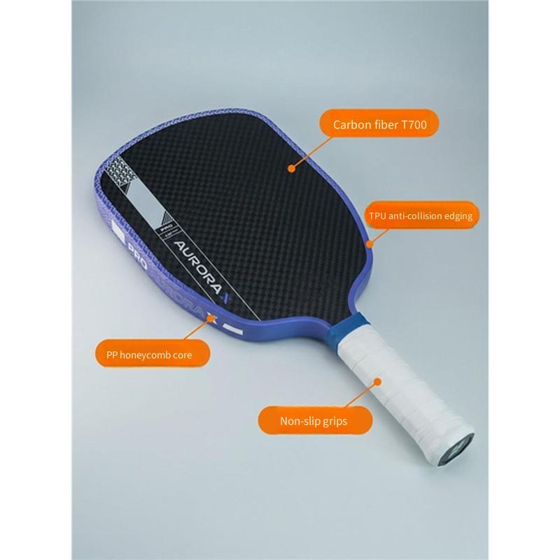 T700 Carbonfaser Langes Power Pickleball Schläger Set, PP Wabenkern Professionelle Offensivsportausrüstung