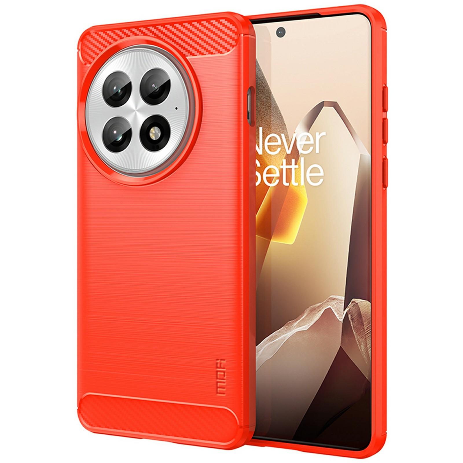 

MOFI JK TPU Series-1 For OnePlus 13 Case Carbon Fiber Texture TPU Soft Phone Cover Red