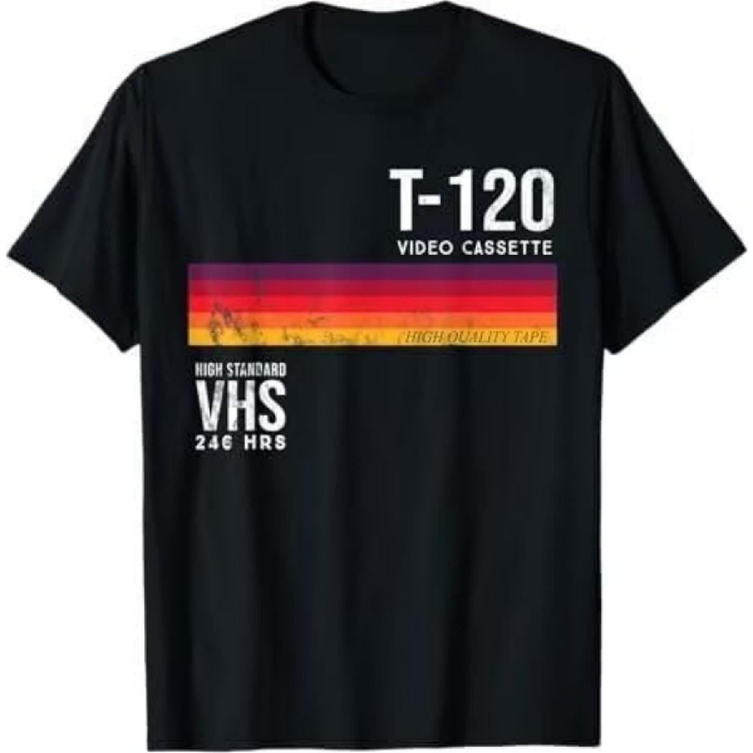 Винтажная футболка 80-х с изображением видеокассеты VHS S