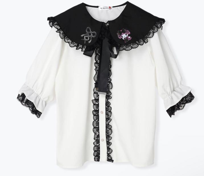 

[Б/У] Sanrio My Melody Блузка с воротником, кружевом и оборками, с короткими рукавами, болезненно-мечтательная, милая, белая, готическая лолита