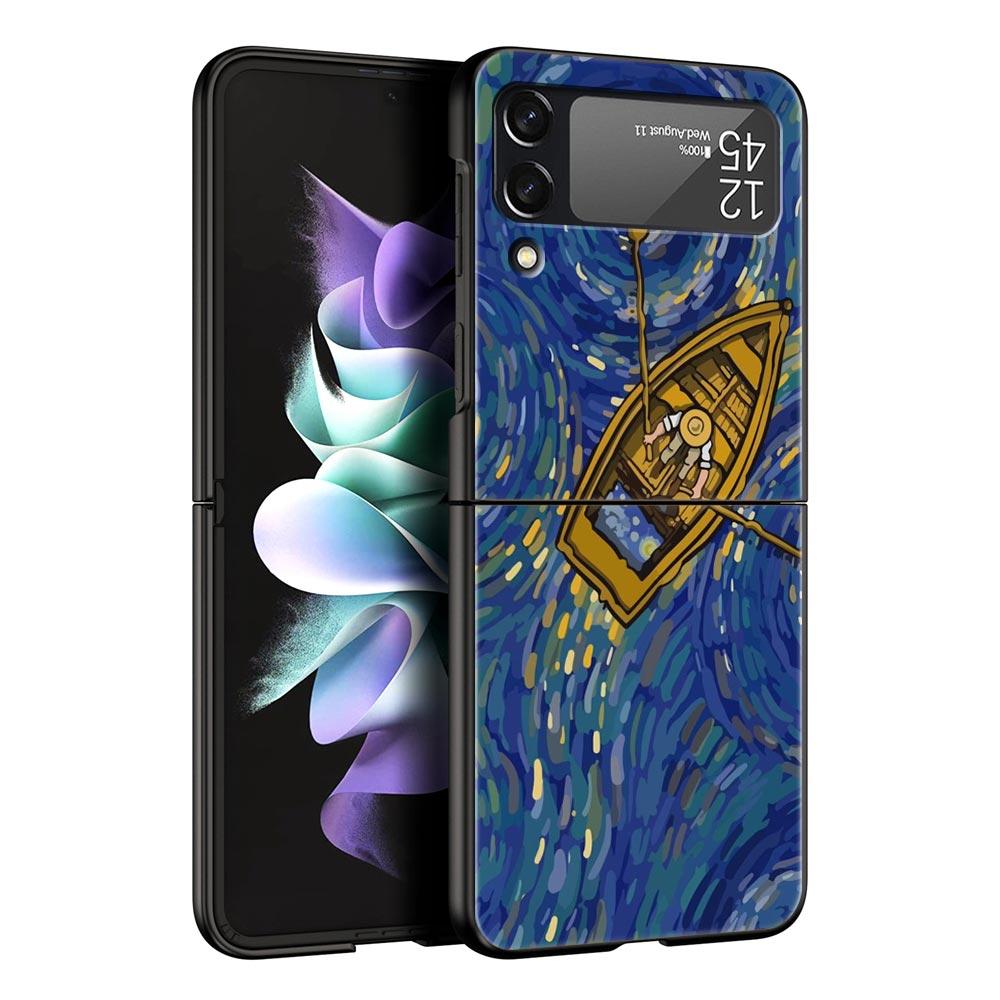 

Z Flip 4 Phone Case for Samsung Galaxy Z Flip 3 5G ZFlip3 Flip3 zflip Flip4 Black Hard Cover Art Aesthetic Van Gogh Starry Shell Galaxy Z Flip