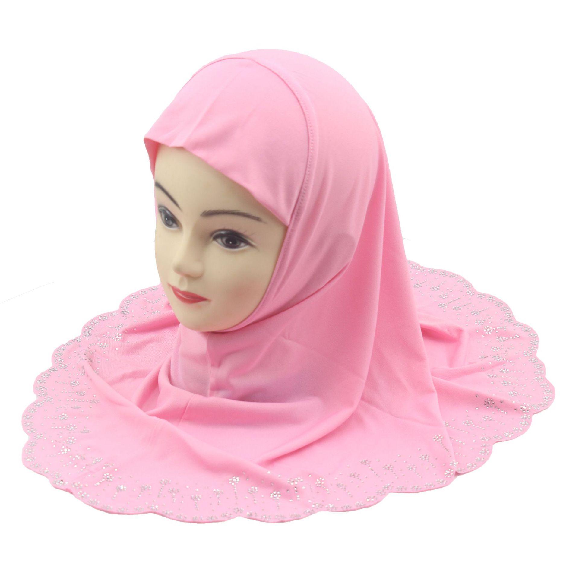 

Хиджаб Амира с бриллиантами для девочек 7-12 лет, мусульманский платок, тюрбан, цельный молитвенный хиджаб, повязка на голову на Рамадан, шарф, надеваемый на голову