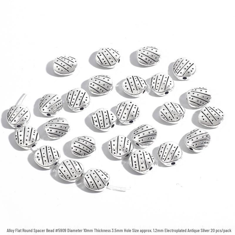 Ručně vyráběné slitinové ploché kulaté distanční korálky pro DIY šperky, náramky, náhrdelníky, spojovací přezky, materiálové doplňky