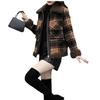 Lamb Wool Plaid Short Jacket Winter Cropped Petite Zipper Overcoat Women's Thick Regular Type Clothing