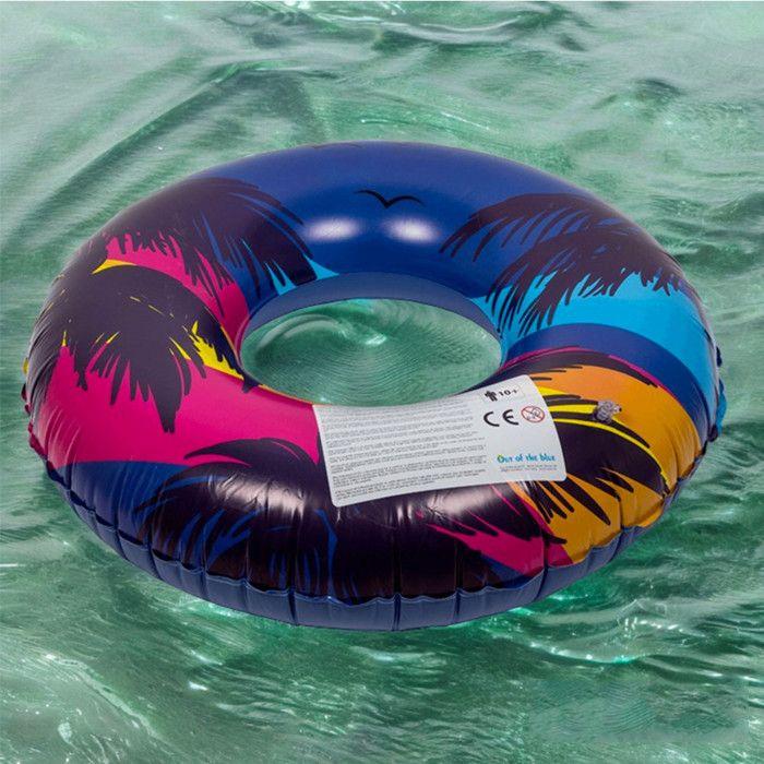 Bouée Gonflable - PALMBUOY - Rétro Design Palmier et Sunset - 90 cm - PVC Durable - Mixte