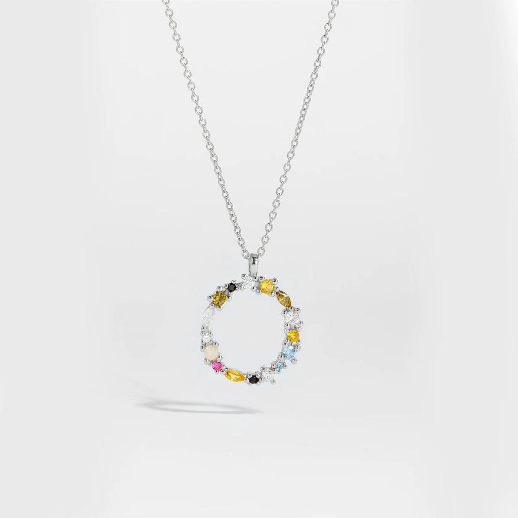 925 Sterling Silver Gold Letter M Pendant Initial F Alphabet Necklace Monogram Opals 2020 Women Accessories Jewelry