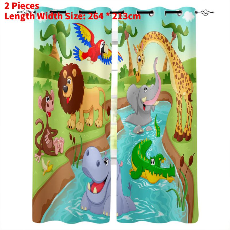 Zoo Curtain Forest Cartoon Children 3d Digital Printing Lightblocking Curtain