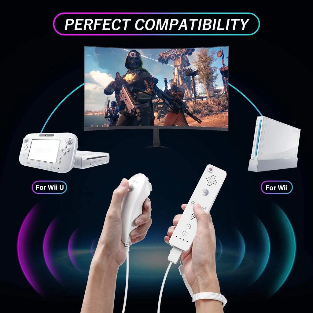 Compatible with Nintendo Wii & Wii U Game Gamepads Nunchuck Controller Joystick Gamepad Replacement for Wii Nunchuck Controller
