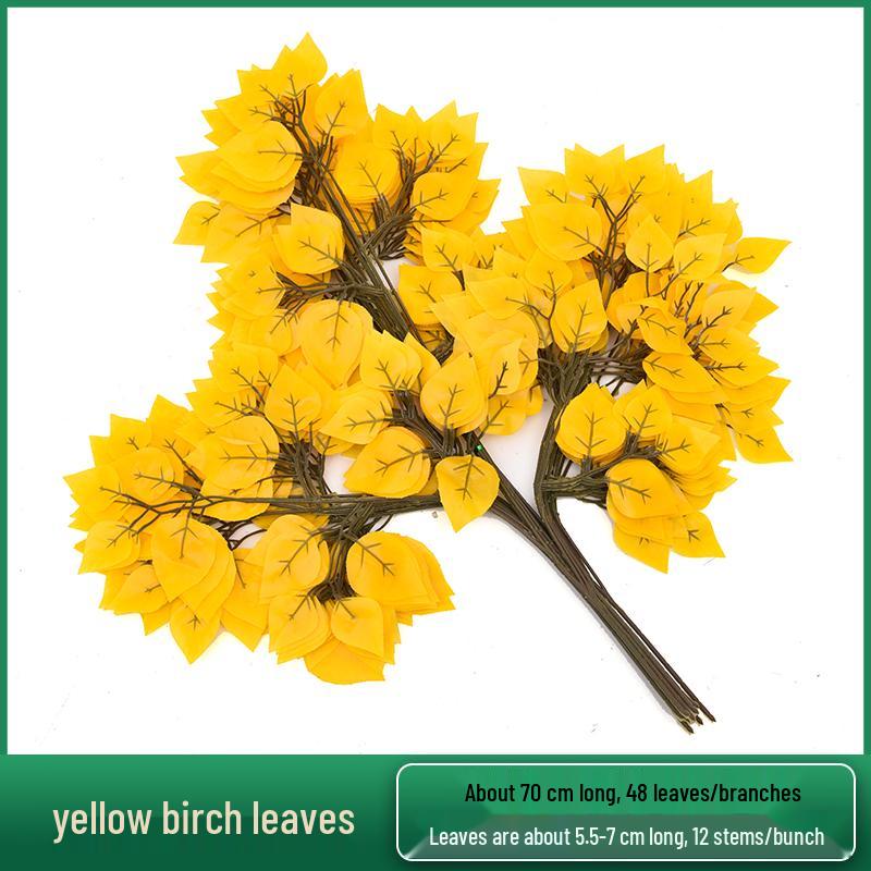 Artificial Red Maple, Ginkgo, Birch, Banyan, Elm Leaves for Landscaping