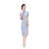 Silk jacquard medium and long cheongsam 1011 new Chinese women's printed double-layer short-sleeved high-end simple and elegant daily cheongsam