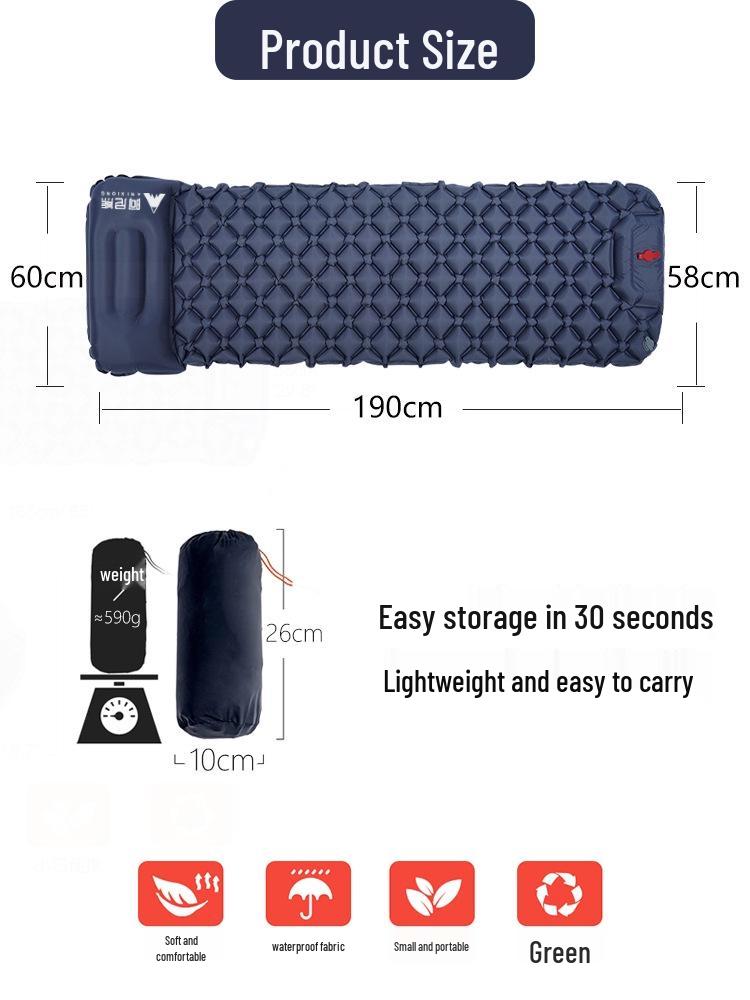 Moisture-Proof Inflatable Camping Air Mattress with Built-in Pump, 500g