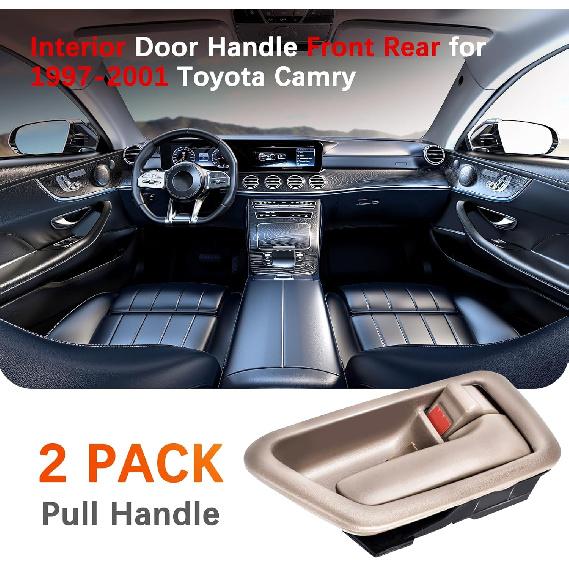 FAERSI 2Pcs Ide Interior Door Handle Front Rear Driver & Passenger Side Replacement For 1997 1998 1999 2000 2001 Toyota Camry Beige/Tan