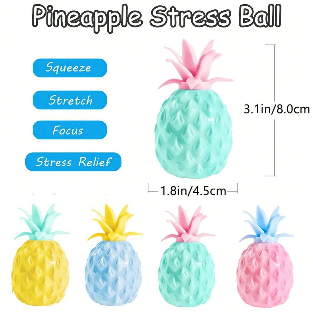 1pc Mini Pineapple Stress Ball, Random Color, Fruit Squeeze Dough Ball, Stress Relief, Calm Focus
