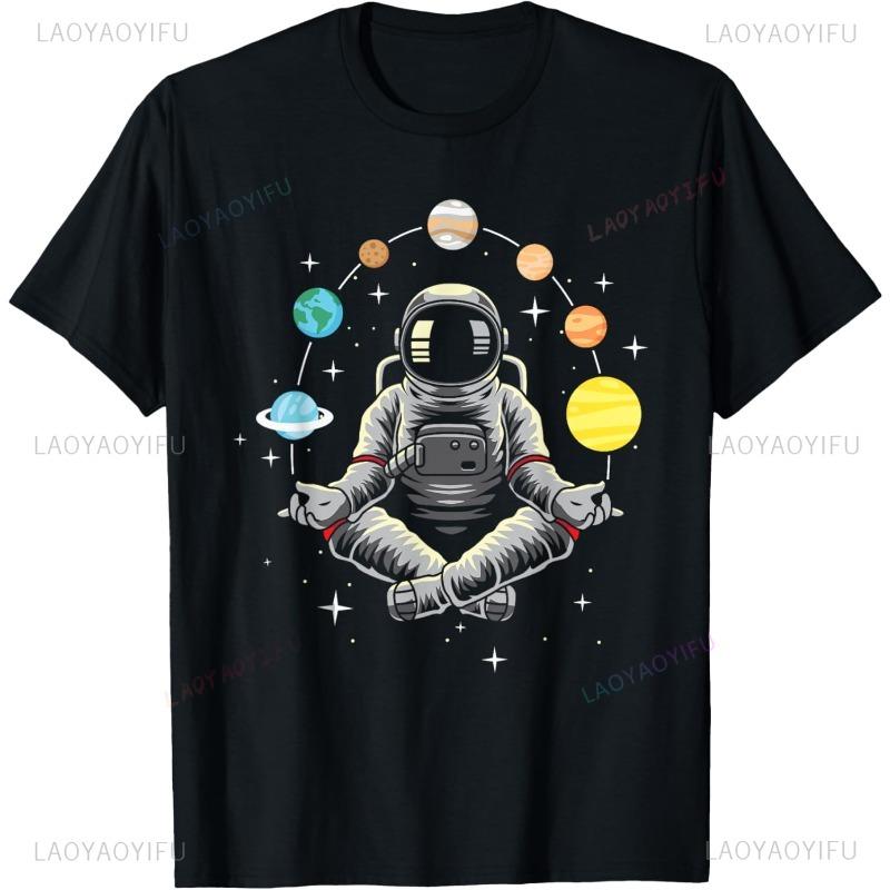 Astronaut Meditating Among Planets T-shirt S