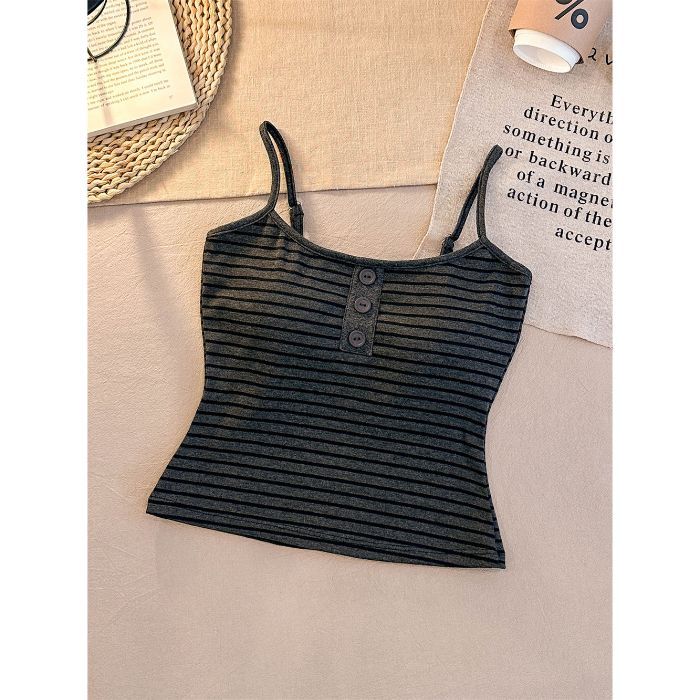 Thai Spice Girl Sexy Blue and White Striped Suspender Vest Women's Summer Unique and Beautiful Super Good-looking Sleeveless Off-Shoulder Top
