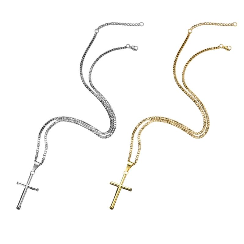 Elegant Crosses Necklace Charm Sturdy Alloy Pendant Comfort Fits with Adjustable Length Chain for Everyday Wear