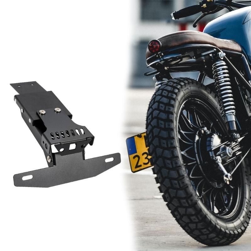 Bike License Plate Mount with Articulated Layered Structure for SURRON X/S, Powder-Coated Iron Body, Integrated Fasteners, & Elongated Installation