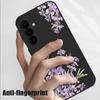 Floral Print Soft Matte Case Cover For Samsung S25 Ultra S24 FE S23 A56 A36 A16 A55 Lens Protection TPU Lanyard Shockproof Silicone Slim Phone Shell