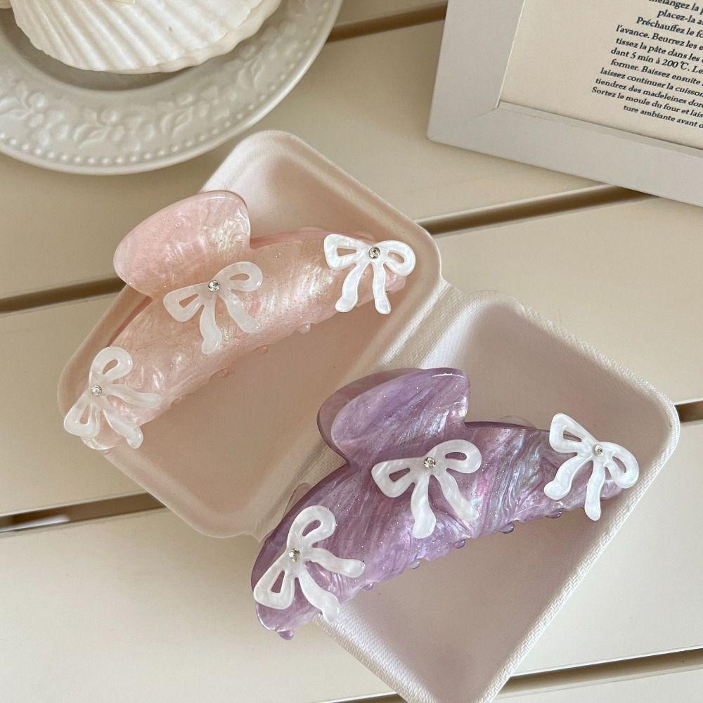 Ballet Bow Hair Claw Rhinestone Zircon Hairpin Sweet Acetic Acid Shark Clip  Travel