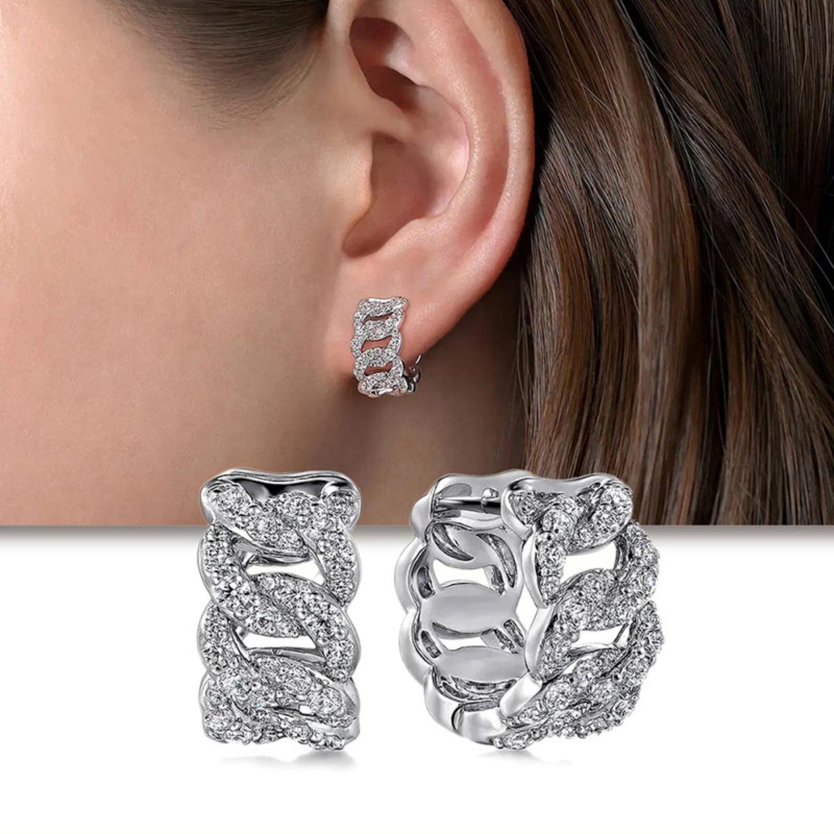 Minimalist Cold-Style Sparkling Cubic Zirconia Twisted Hoop Earrings