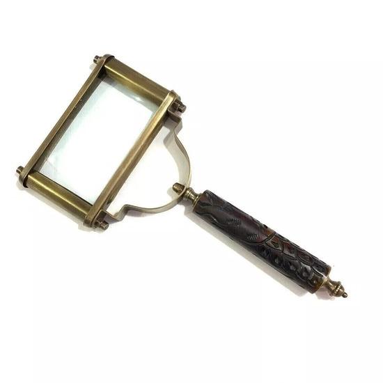 Antique Nautical  Rectangular Handheld Magnifying Glass Reading Magnifier