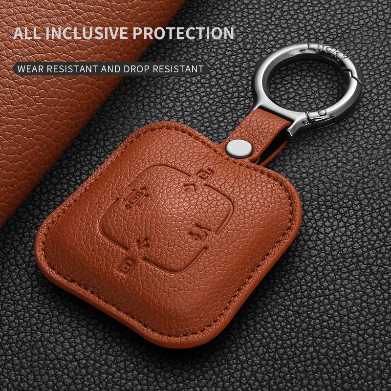 Leather 4 Buttons Car Remote Key Case Cover For Zeekr 001 X 7X 007 007GT 009 Key Protector Fob Holder Shell Keychain Accessories