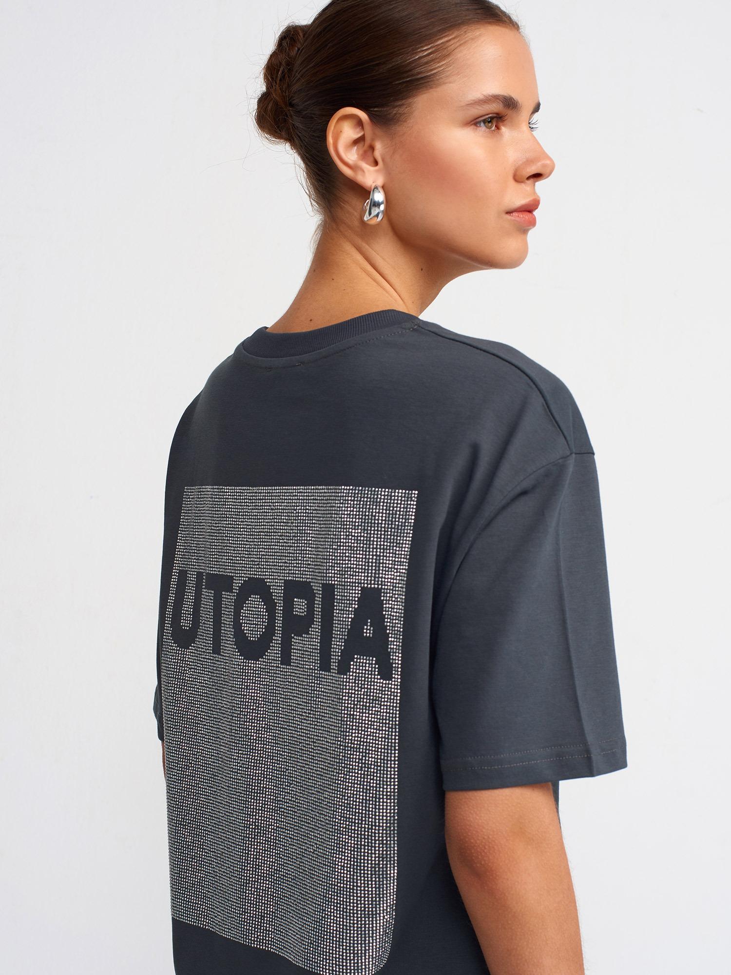 

Oversized T-shirt Dilvin 30735 S graphite L світло шифер сірий колір