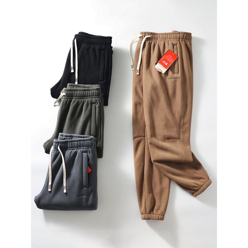 Men's Fleece Pants Winter Thickened Warm Long Pants Lamb Fleece Sweatpants Export Men's Sports Casual Pants