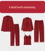Three-Piece Red Wedding Pajama Set: Pure Cotton, Chest Pads, Zodiac Theme, for Couples, Spring/Autumn Home Wear