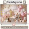 2D Pink 1st Birthday Backdrop with Teddy Bears & Stars for Baby Girl Photography Background
