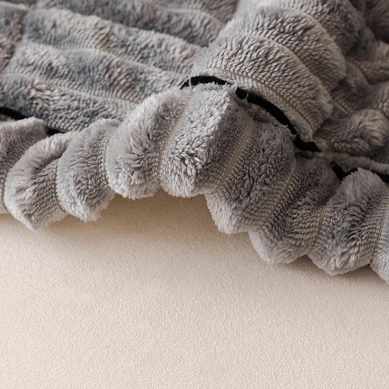 Simple Flannel Rabbit Sofa Cushion Winter Solid Plaid Non-Slip Sofa Cover for Living Room Comfort Thickened Warm Recliner Cover