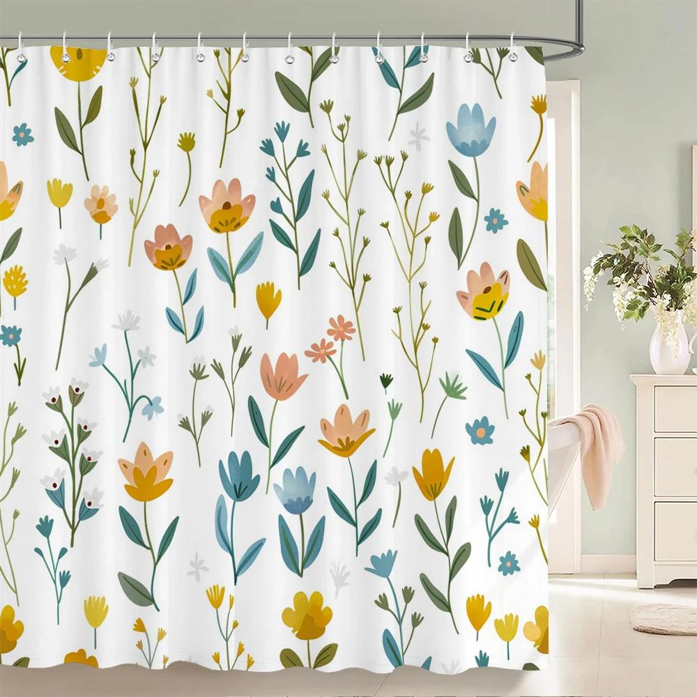 Home shower curtain for bathroom waterproof fabric modern minimalist floral style bathroom Curtain with hooks decorative curtain