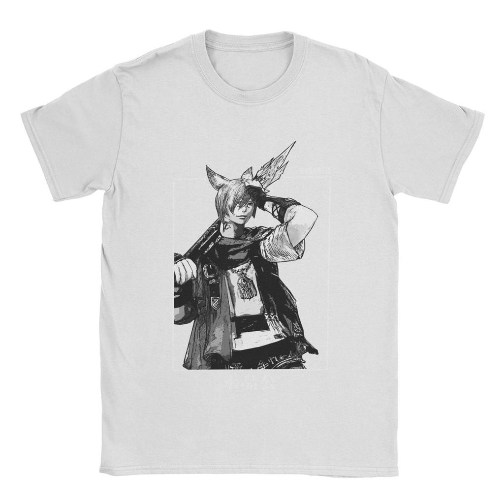 Fantastische Final Fantasy FFXIV G'raha Tia Endwalker T-Shirts für Herren Reines Baumwoll-T-Shirt Kurzarm-T-Shirt Bedruckte Kleidung